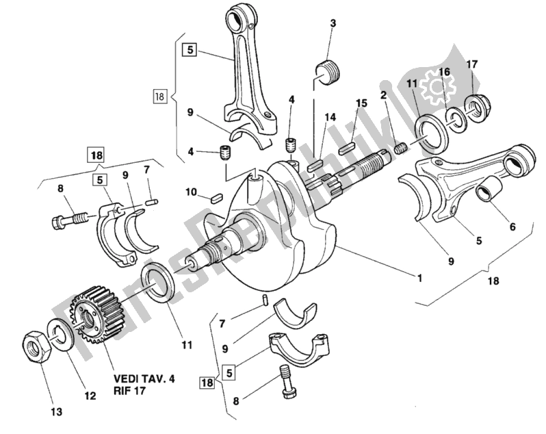 All parts for the Crankshaft of the Ducati Supersport 900 SS 1992